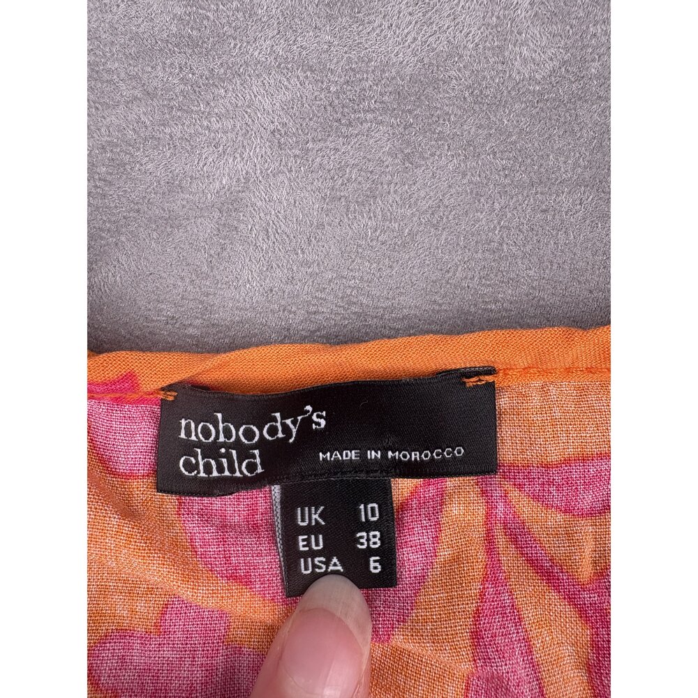 Nobody's Child Floral Orange Pink Maxi Dress Size 6 - Picture 4 of 10